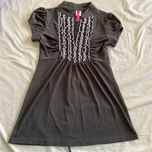 Dressy Black Top W/ Ruffles and Wrap Tie